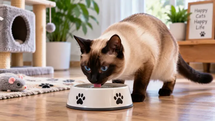 Cat resting near a water bowl while an owner notices an unusual sweet breath odor and watches for illness signs