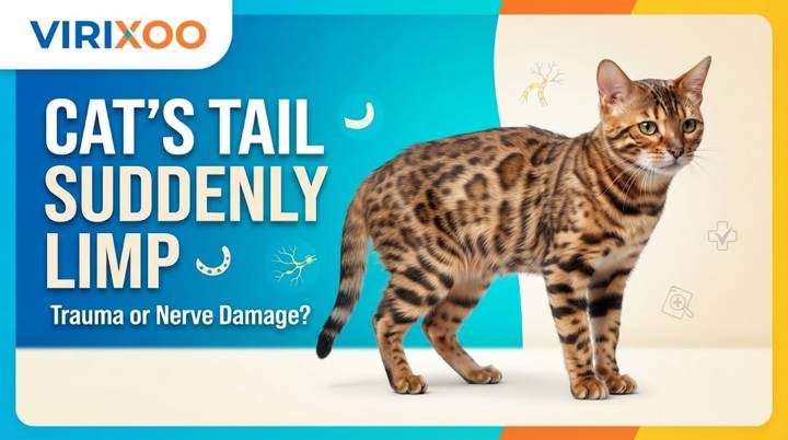Cat with a suddenly limp tail while walking cautiously