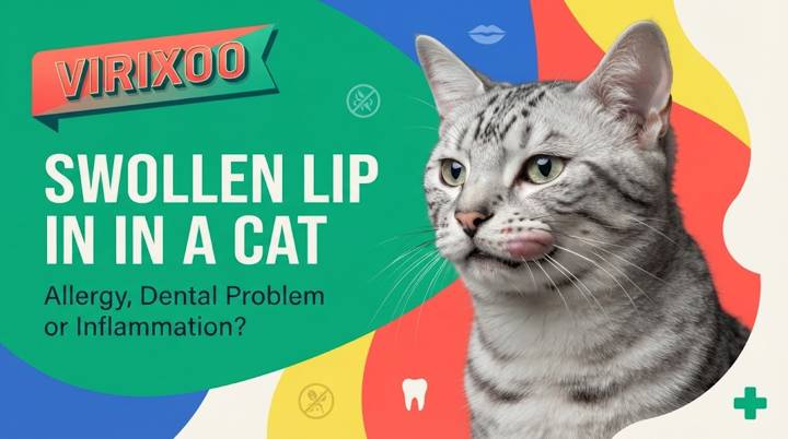 Cat with a mildly swollen upper lip shown clearly and non-graphically