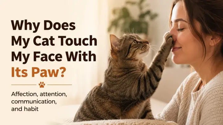 Cat gently placing a paw near its owner's cheek during a calm interaction