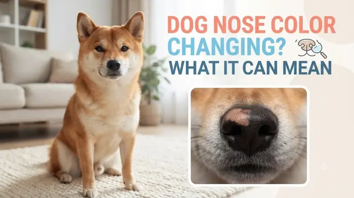 Dog with partly faded nose pigment being photographed in natural light to track color and skin changes