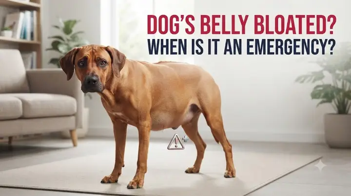Dog with sudden muzzle swelling being observed for breathing difficulty and other emergency signs