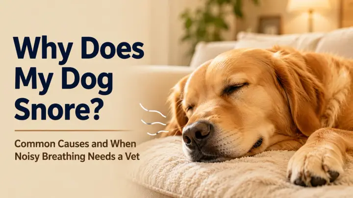 Sleeping dog resting comfortably while an owner listens to gentle snoring