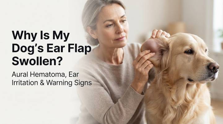 Dog with a visibly swollen ear flap
