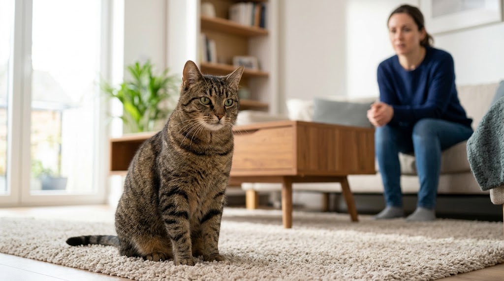 Cat repeatedly swallowing while resting, with no food present, as an owner watches for drooling or breathing changes