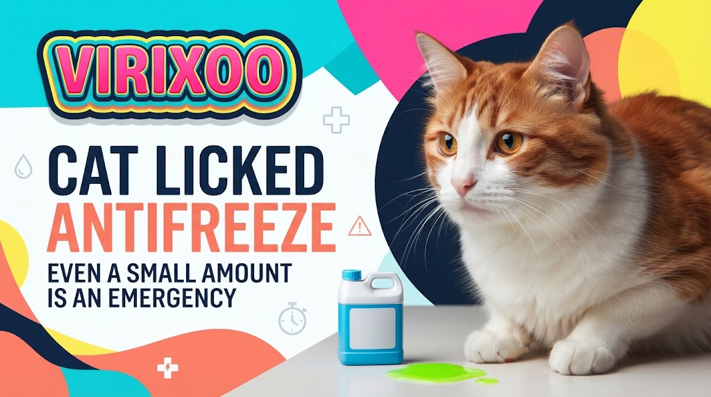 Cat safely removed from a garage spill while an owner calls an emergency veterinarian