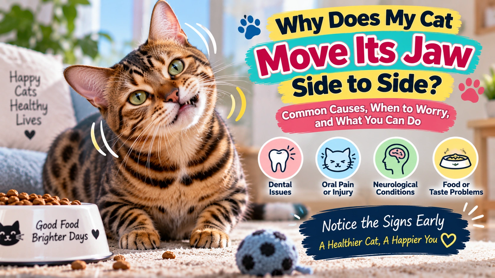 Cat looking forward while avoiding turning its head to one side as an owner observes without manipulating the neck