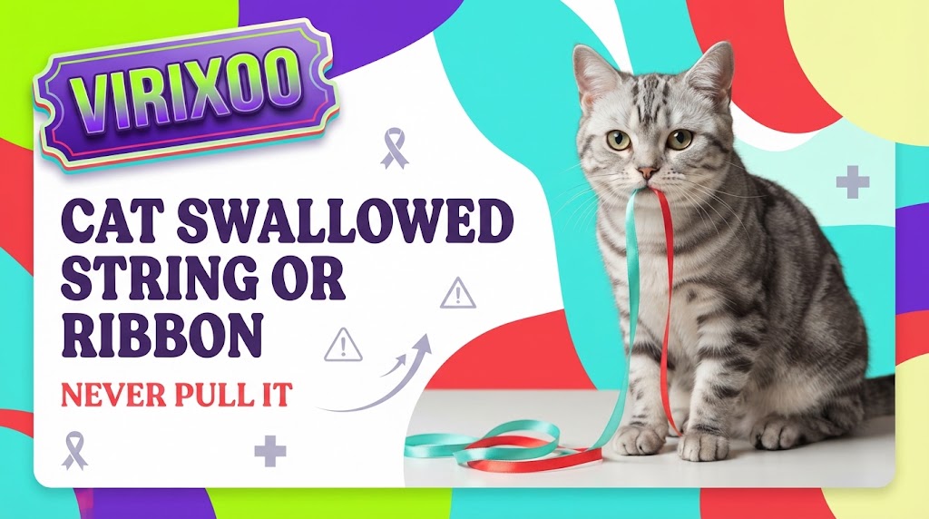 Cat near a spool of ribbon while an owner keeps the material out of reach