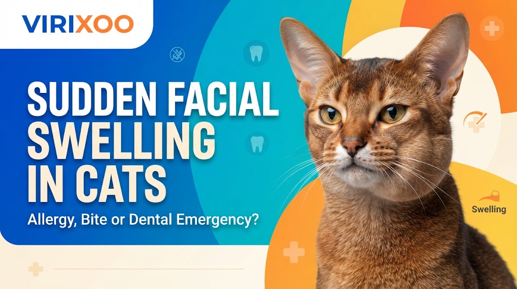 Cat with sudden one-sided facial swelling while breathing normally