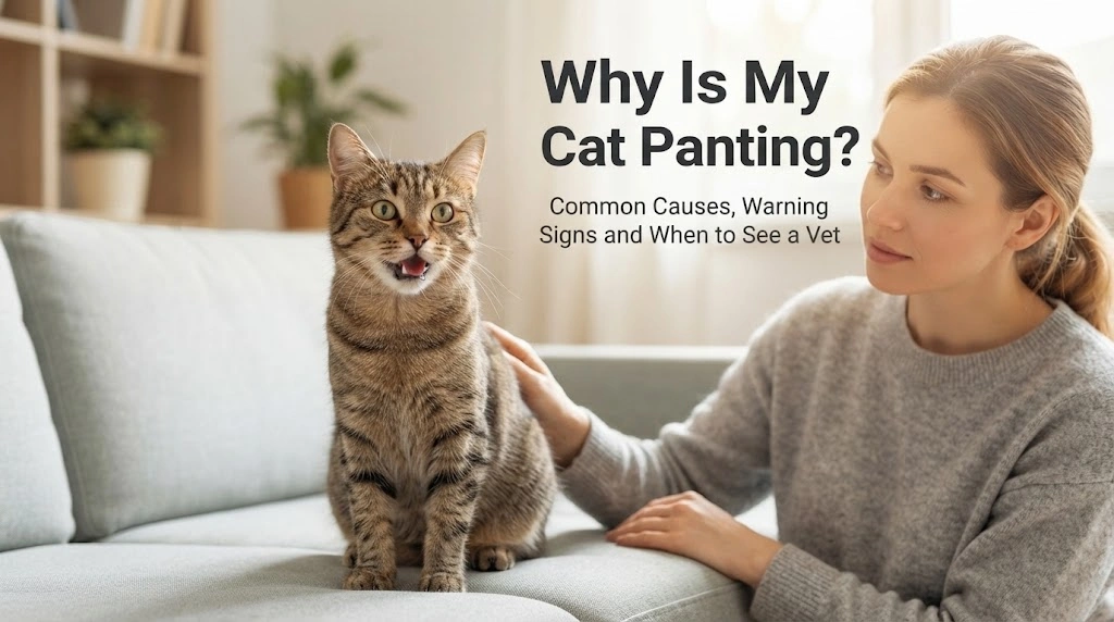 Cat resting in a cool room while its owner monitors breathing after exertion