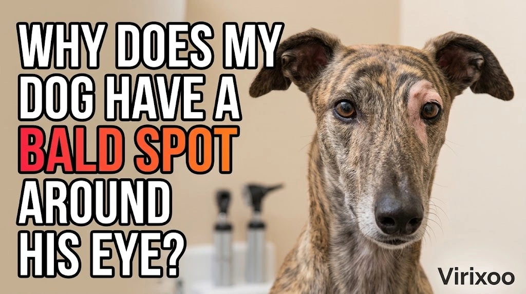 Does My Dog Have a Bald Spot Around One Eye while an owner observes the dog calmly for relevant changes