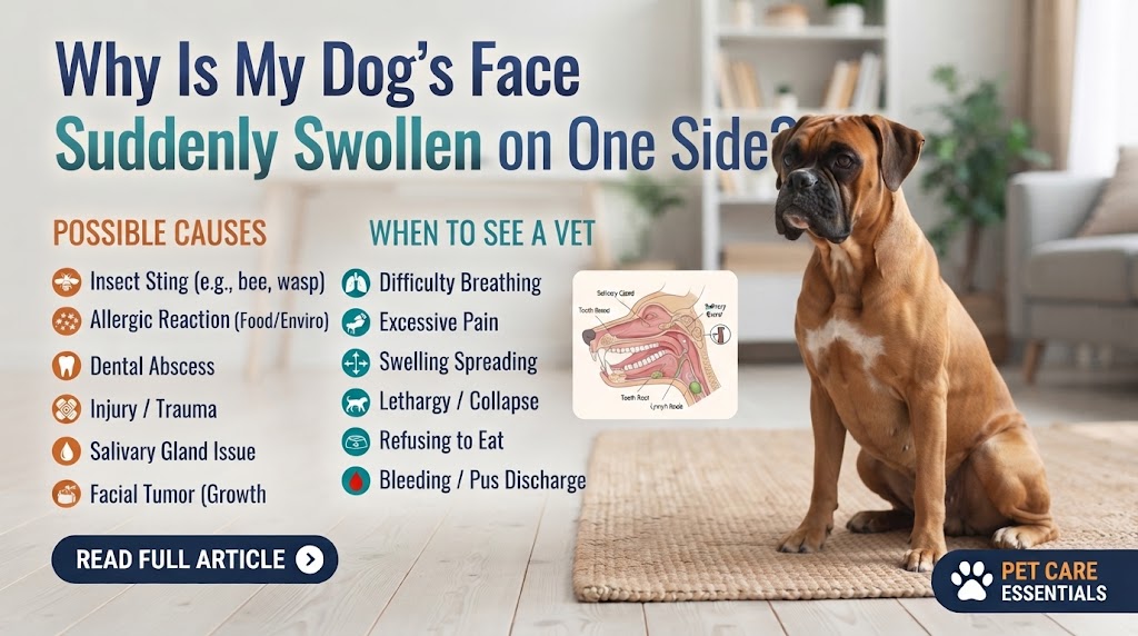 Is My Dog’s Face Suddenly Swollen on One Side while an owner observes the dog calmly for relevant changes