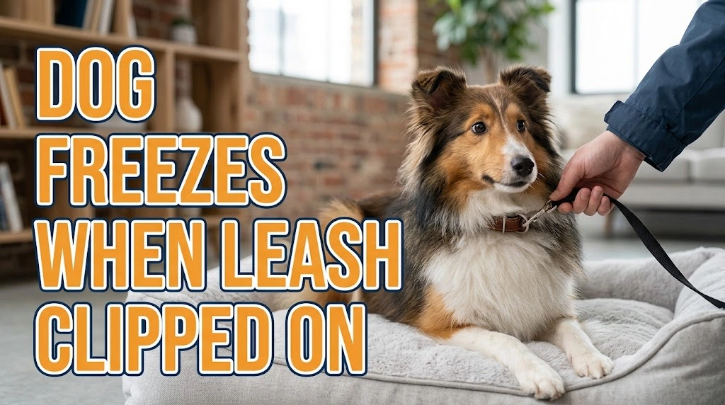 Does My Dog Freeze When the Leash Is Clipped On while an owner observes the dog calmly for relevant changes