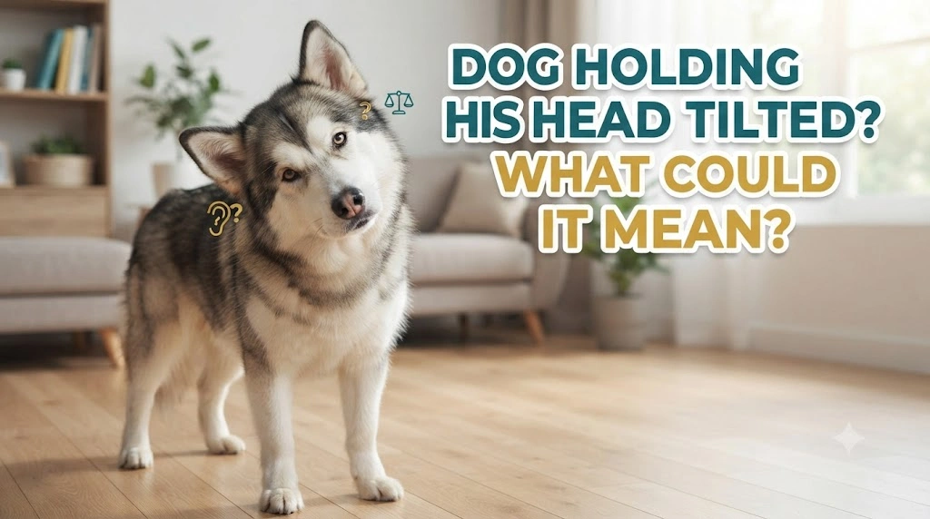 Dog standing with a persistent head tilt while the owner observes balance and ear discomfort