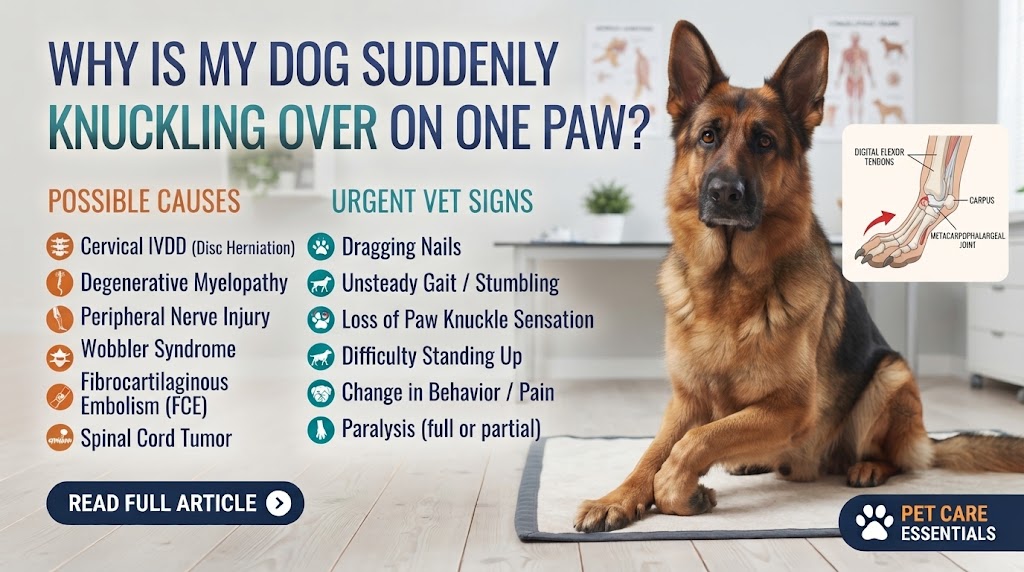 Is My Dog Suddenly Knuckling Over on One Paw while an owner observes the dog calmly for relevant changes