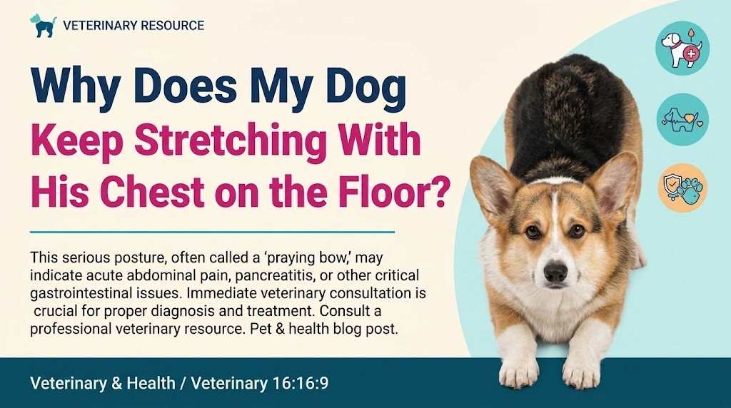 Does My Dog Keep Stretching With His Chest on the Floor while an owner observes the dog calmly for relevant changes