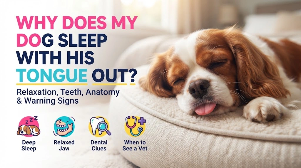 Relaxed sleeping dog with the tip of its tongue naturally visible