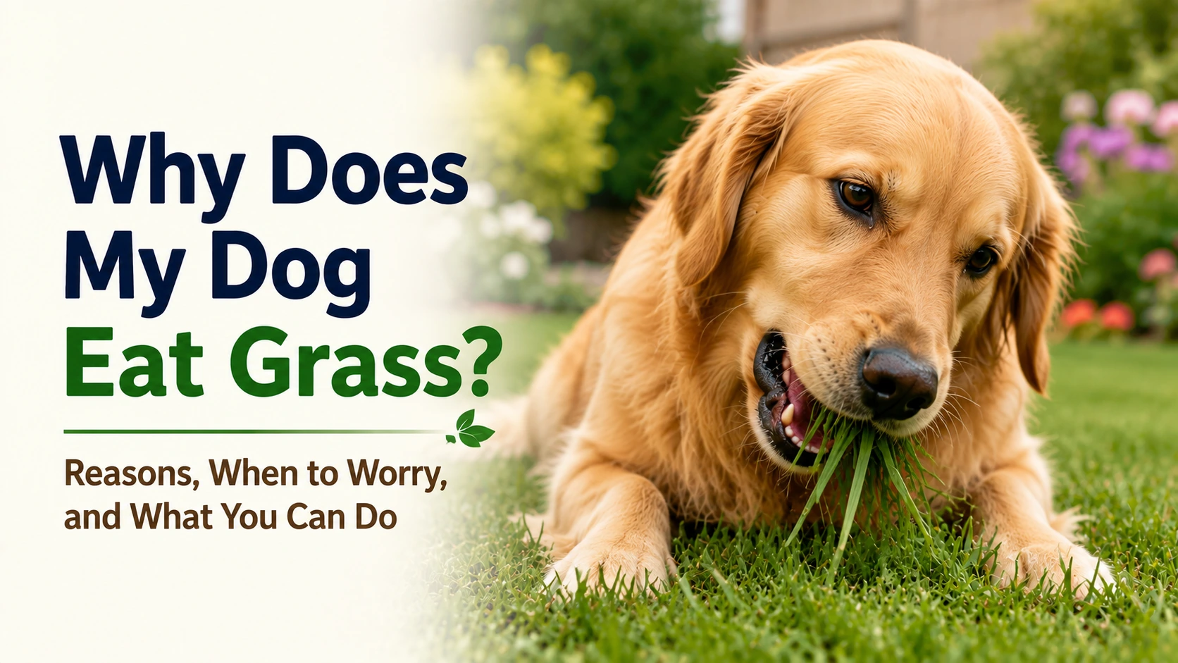 Dog calmly sniffing grass during a relaxed leash walk with its owner