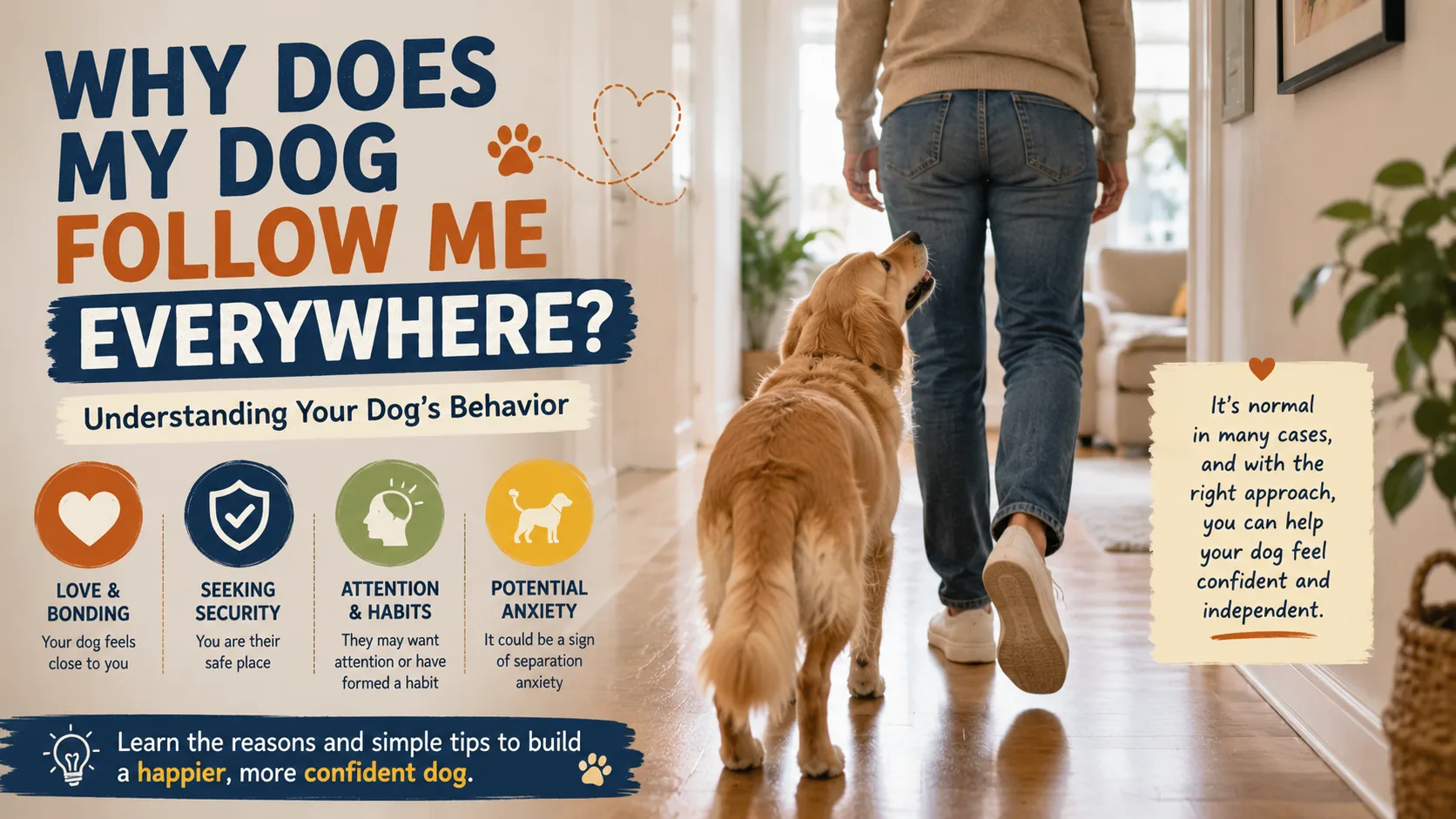 Relaxed dog making gentle eye contact with its owner indoors